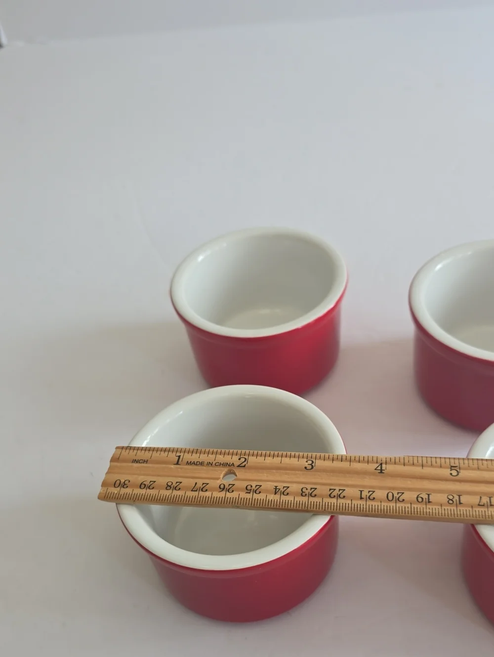 Cuisinart Set Of 4 Red Ramekins Mini Dish Bowls Stoneware 5.0 Fl Oz